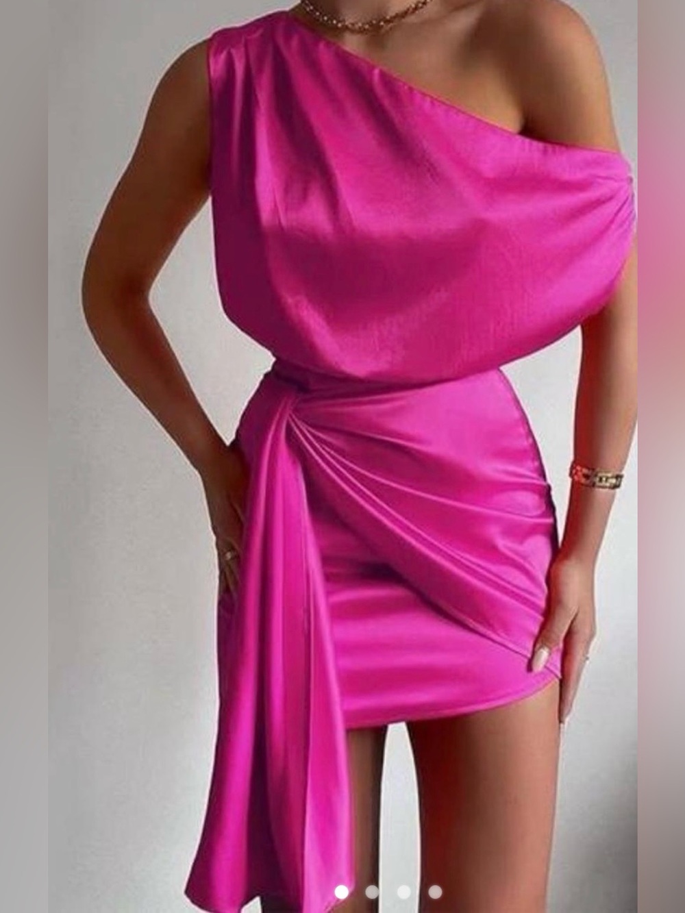 Runaway the label hot pink off the shoulder mini dress